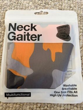 Men's Orange & Gray Camo Neck Gaiter - Multifunctional Face Mask